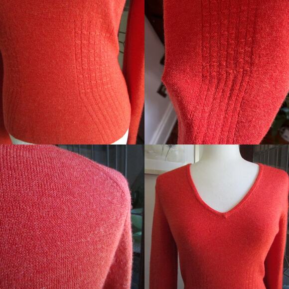Sarah Spencer Italian Merino Wool Sweater Burnt Orange V-Neck S Made Australia - Picture 16 of 17